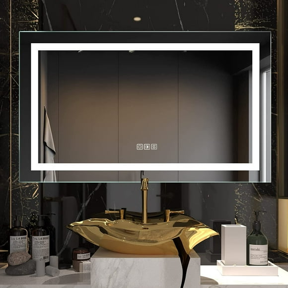 40*24 inch LED Lighted Bathroom Mirror, Wall Mounted, Dimmable, Anti-Fog, worterproof,Brightness Light, Night light,ETL Certified, Horizontal or Vertical Makeup Vanity Mirror