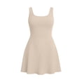 thumbnail image 7 of Sleeveless Solid Color Athletic Dress Women's Lightweight Stretchy Active Sport Dress Comfortable Workout Dress Great For Tennis Gym Daily Sports Outfits Beige M, 7 of 7