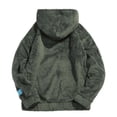 thumbnail image 3 of ZAFUL Pouch Pocket Patch Detail Fluffy Hoodie Army Green L, 3 of 5