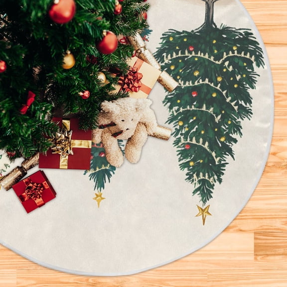 Yayeee Christmas Tree Skirt 35 inches for Xmas Tree Holiday Party Decoration, Hand Drawn Christmas