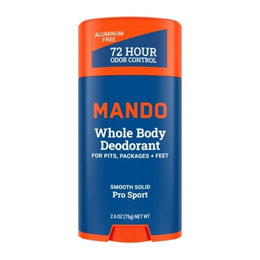 Mando Whole Body Deodorant for Men - Smooth Solid Stick - Aluminum Free - Pro Sport - 2.6oz