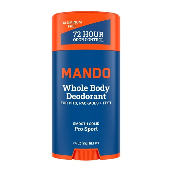 Mando Whole Body Deodorant for Men - Smooth Solid Stick - Aluminum Free - Pro Sport - 2.6oz