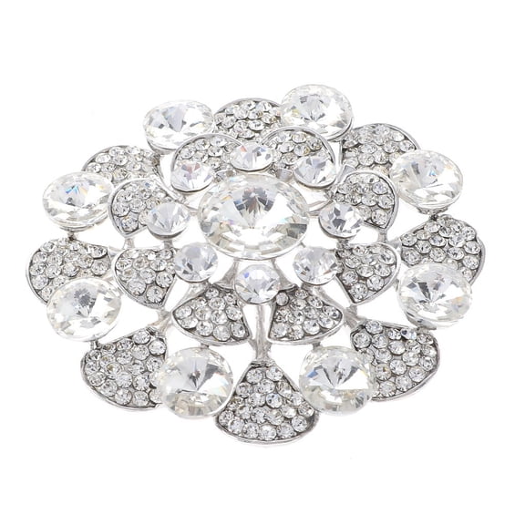 Large Crystal Flower Brooch