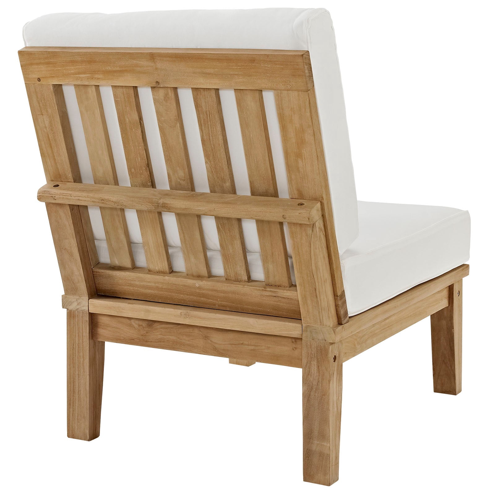 Modway Marina Modern Wood Outdoor Teak Armless Chair in Natural/White
