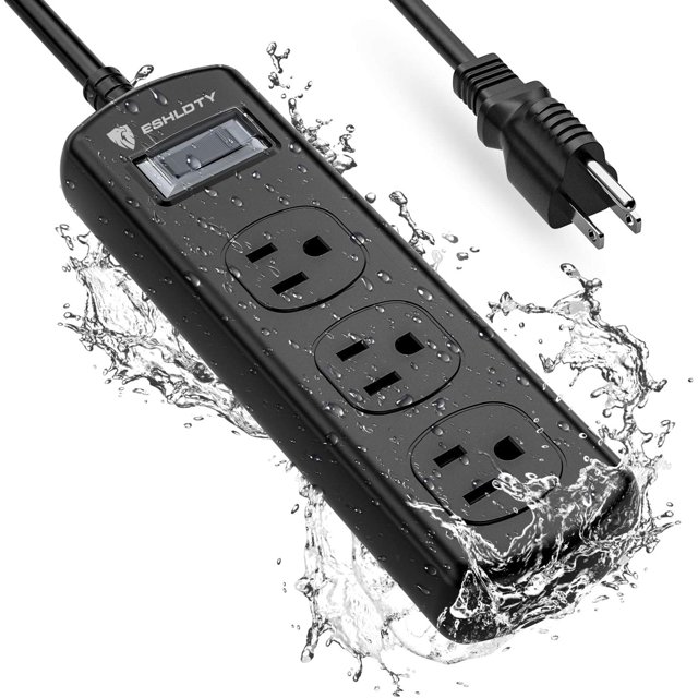Plannu Multiprise Extérieure Améliorée Résistante aux Intempéries, Rallonge de 6 Pieds, Protecteur de Surtension Étanche avec 3 Prises, 1500J 1875W Multi Protection pour Éclairage de Patio Porche Jardin