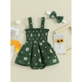 thumbnail image 2 of CIYCuIT Baby Girls Summer Romper Dress Sleeveless Daisy Print Layered Skirt Smocked Jumpsuit Newborn Infant Cute A-line Bodysuit Dress with Headband 3M 6M 12M 18M, 2 of 9