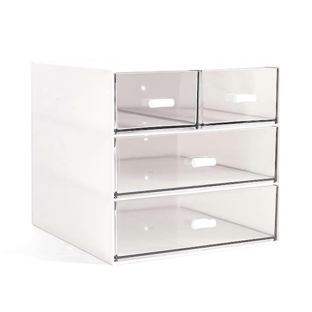 \u200b\u200b【4 Drawers】White Makeup Desk Organizer - Vanity Storage Box for Cosmetics/Bathroom Counter\u200b
