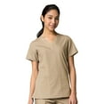thumbnail image 2 of Maevn Red Panda Women's V-Neck Two Pocket Solid Top &Half Elastic Pant Scrub Set, 2 of 5