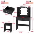 thumbnail image 3 of PayLessHere Vanity Desk Makeup Vanity With Large Mirror And 3 Color Light Options Dressing Table Set With Adjustable Power Strip hair dryer holder , 2 Drawers And 6 Storage Shelves (Black), 3 of 7