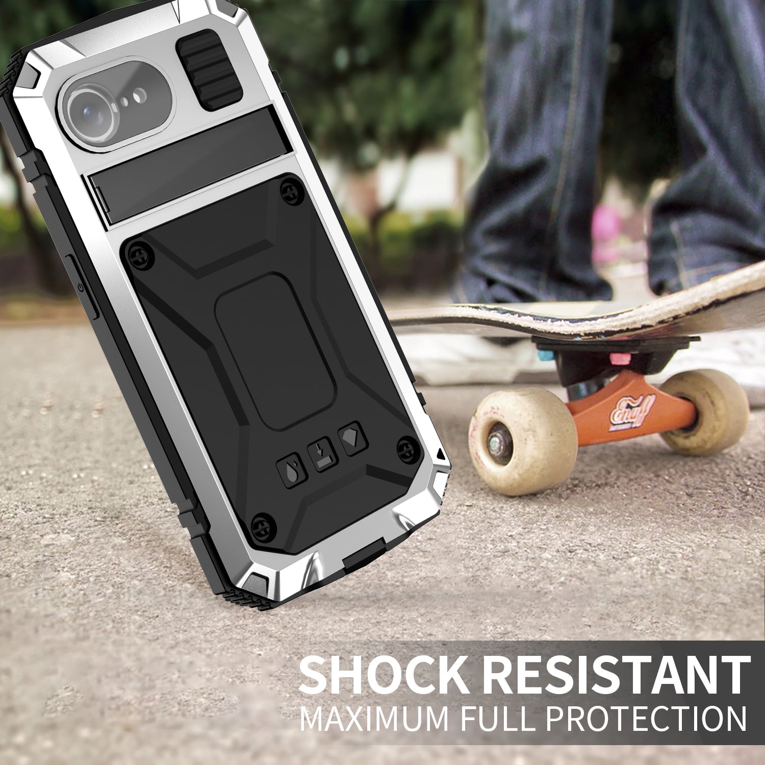 for iPhone 16e Armor Cover Case with Screen Protector, with Built-in 360° Rotate Ring Stand Heavy Duty Protection Cover Case for Apple iPhone 16e, Silver