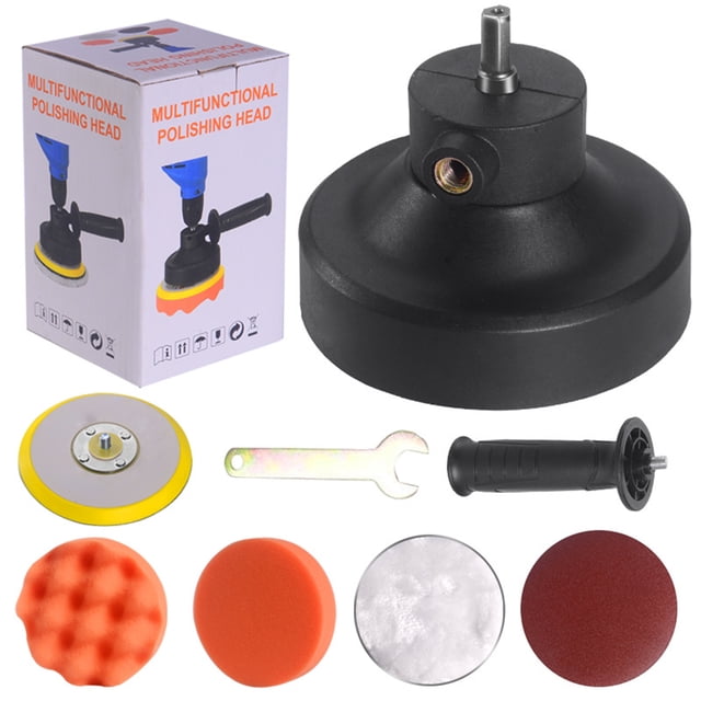 Electric Drill to DA Polisher Conversion Kit - 125mm Self-Adhesive Disc, Universal for 3-13mm Triangle Chuck Drills - High Hardness Triangular Drive Shaft & Anti-Fall Shell - Includes Foam Pads,