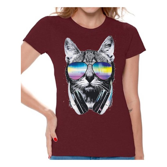 Awkward Styles Cat T-Shirt Sunglasses T Shirts for Women