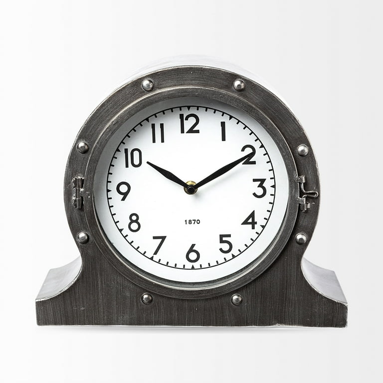 Rustic Brown Metal Porthole Desk Table Clock Rustic Brown Metal Porthole Desk Table Clock