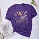 thumbnail image 2 of Camisetas de Verano de Mujer Pequeña Flor Impresa Cuello Redondo Manga Corta Superior, Verano Superior de las Mujeres, 2 of 8