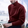 thumbnail image 3 of Gibobby Suéter cuello de tortuga hombre Camisetas Básicas de Cuello de Tortuga para Hombre Camisetas Casuales de Punto de Algodón(Rojo,G), 3 of 4