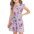 thumbnail image 2 of Toddler Dress Summer Ruffle Sleeve Sundress Outfit For Kids 3-10T Vintage Dress For Girls, 2 of 8