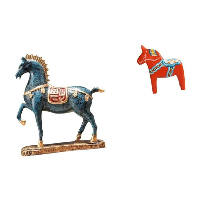Escultura de caballo de pie para escritorio y estantería, figura de Dalecarlia, adorno coleccionable de Feng Shui para sala de estar, entrada, armario