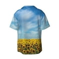 thumbnail image 2 of Daiia Blooming Sunflower Field Men's Linen Shirts Short Sleeve Casual Shirts Button Down Shirt for Men Beach Summer Wedding Shirt-3X-Large, 2 of 7