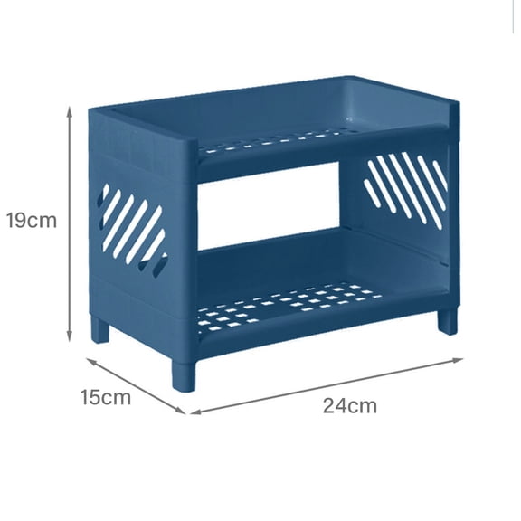 2-Tier Plastic Desktop Storage Organizer Rack - 9.4x5.9x7.5 Inch Multi-Level Shelf for Office, Bedroom, Kitchen & Dorm