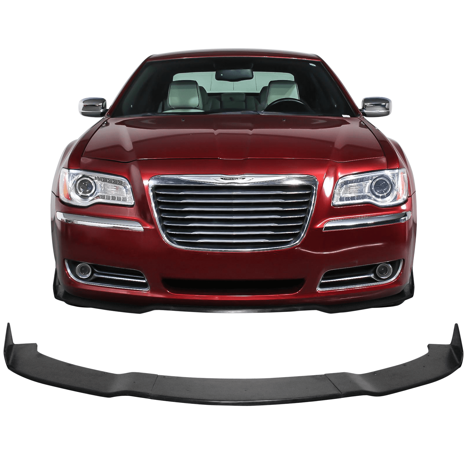 Ikon Motorsports Compatible with 2011-2014 Chrysler 300 IKON 3PCS Style Front Bumper Lip Splitter PU Unpainted Black
