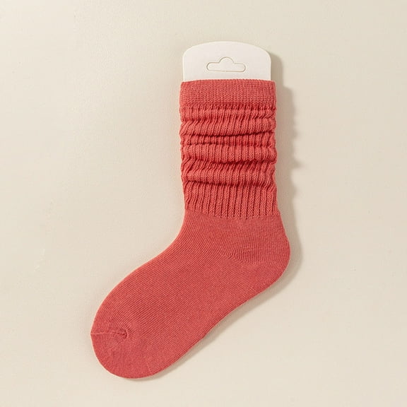 Eltusu Girls Socks, Cotton Stretch Breathable Mid-Calf Spring Fall Socks Pink Size 6-8 T