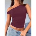 thumbnail image 6 of Womens Summer Off the Shoulder Tops Going Out T Shirts Crop Tank Top Fashion Clothes Spring Outfits 2025 Wine Red XL, 6 of 7
