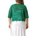 thumbnail image 3 of Agnes Orinda Women's Plus Size Sheer Floral Lace Open Front Shrug Elegant Cardigans 2X Green, 3 of 6