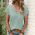thumbnail image 6 of Timegard Womens Tops Eyelet Lace Cap Sleeve V Neck Comfy Tee Shirts Casual Tunic Tops Summer Fashion, 6 of 6