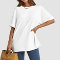 thumbnail image 4 of Women Oversized T Shirt 60 Polyester 35 Rayon 5 Spandex Crewneck Short Sleeve for All Seasons, 4 of 7