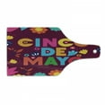 thumbnail image 1 of Cinco de Mayo Cutting Board, Graphic with Text in Abstract Colorful Floral Frame, Decorative Tempered Glass Cutting and Serving Board, in 3 Sizes, by Ambesonne, 1 of 2