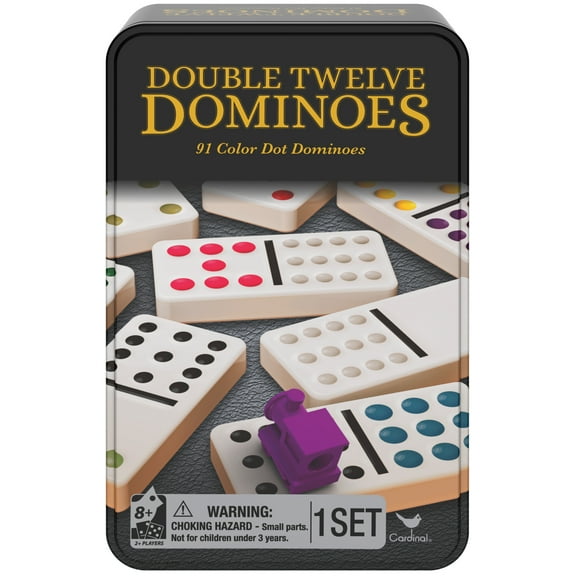 Double Twelve Mexican Train Dominoes in Tin