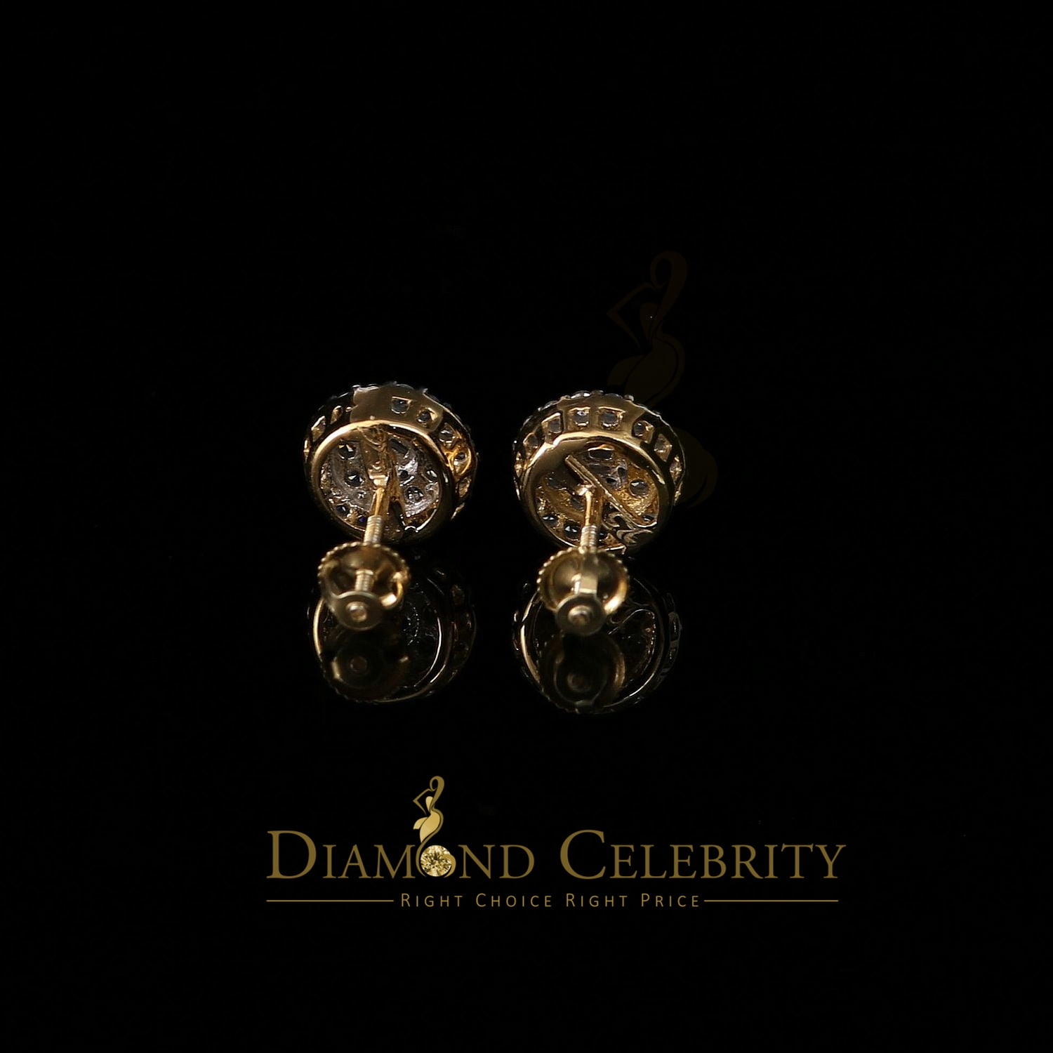 Diamond Celebrity's 925 Yellow Sterling Silver 1.86ct Cubic Zirconia Round Women's Stud Earrings