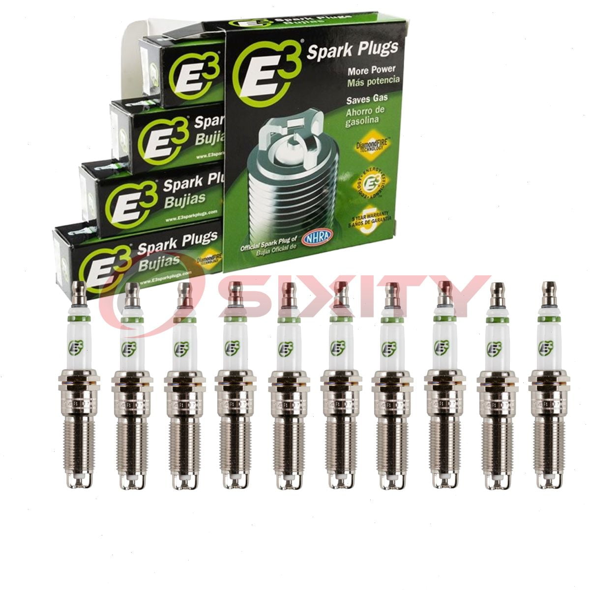10 pc E3.66 E3 Spark Plugs compatible with 2313 3032 3132 3232 3470 3570 41102 41834 4314 4482 4997 5017 5306 7032 7440 7570 7981 AP5263 AP5426 APP5263 APP5426 FR8K11332X HGRMQP0 HR9SII330X LTZR4A11