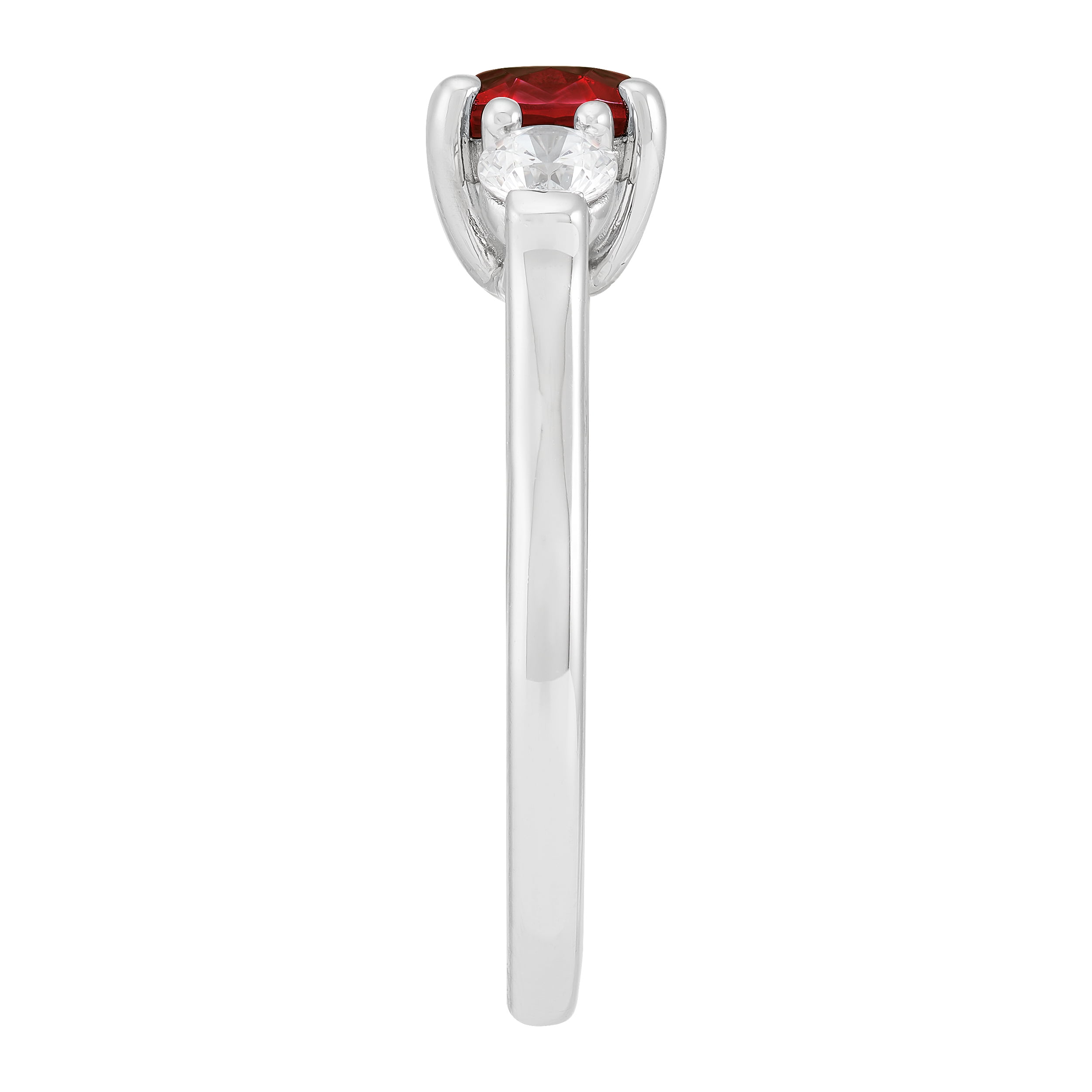 Brilliance Fine Jewelry Oval Garnet and White Cubic Zirconia Ring in Sterling Silver