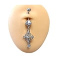 thumbnail image 2 of Belly Navel Dangle Surgical Steel Art Deco Diamond Clear CZ Gem Design 14g, 2 of 3