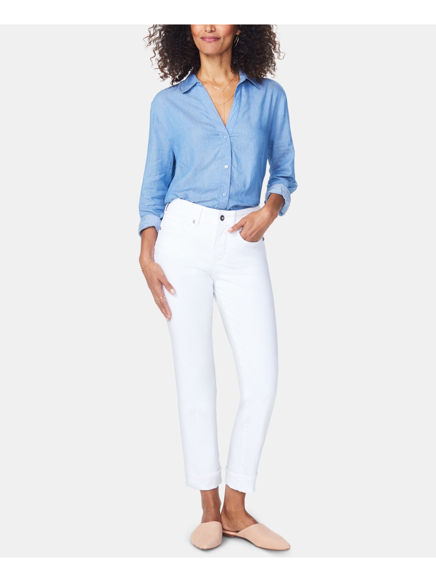 NYDJ Womens White Straight leg Jeans 