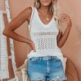 thumbnail image 4 of yillto Womens Crochet Tank Top Knit Sweater Hollow out Sleeveless Cover Up Summer Boho Tops V Neck Pullover, 4 of 6