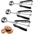 thumbnail image 1 of Cookie Scoop Set of 3, Cookie Dough Scoop for Baking Ice Cream Scoop with Trigger Release, 18/8 Stainless Steel Cookie Scooper, 3 Pcs Large Medium Small Size Ice Cream Scooper for Melon, 1 of 7