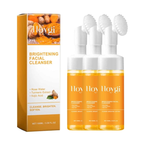 Limpiador facial 3 piezas Limpiador de cúrcuma Limpiador hidratante facial Limpia Reducir poros Refrescante Aclarar manchas Uniformizar tono Reducir imperfecciones Hacer más brillante Limpiador facial