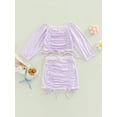 thumbnail image 2 of Franhais Toddler Girls 2 Pieces Outfits,  Ruched Long Sleeve Tops + Elastic Waist Mini Skirts Set, 2 of 9