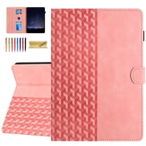 Dteck Folio Case for iPad Pro 11 Inch (M4) 2024, Embossed PU Leather Flip Stand Protective Cover for iPad Pro 11-inch 2024,Pink