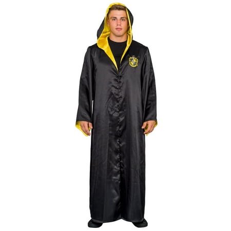 Harry Potter Hufflepuff Costume Black and Yellow Long Robe with Hood