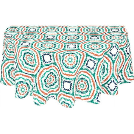 Newbridge Geometric Whimsy Tie Dye 70 inch Round Flannel Backed Vinyl Tablecloth