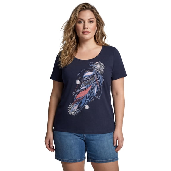 Avenue Women's Plus Size Scoop Neck Graphic Tee