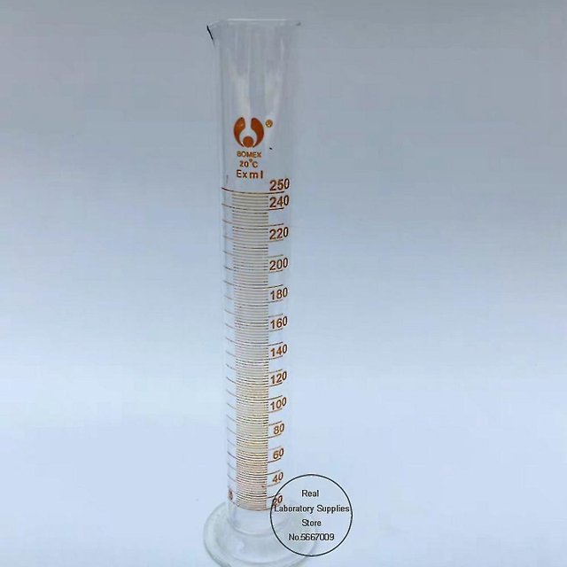 Cilindro de medición a escala de laboratorio, contenedor de medición de vidrio graduado, suministros de laboratorio, 1 unidad, 250ml ShuxiuWang 8390612959295