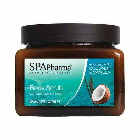 Sea Minerals Foot Scrub - SpaPharma Oasis Body Scrub with Coconut and Vanilla enriched with Dead Sea Minerals 16.9 fl. Oz.