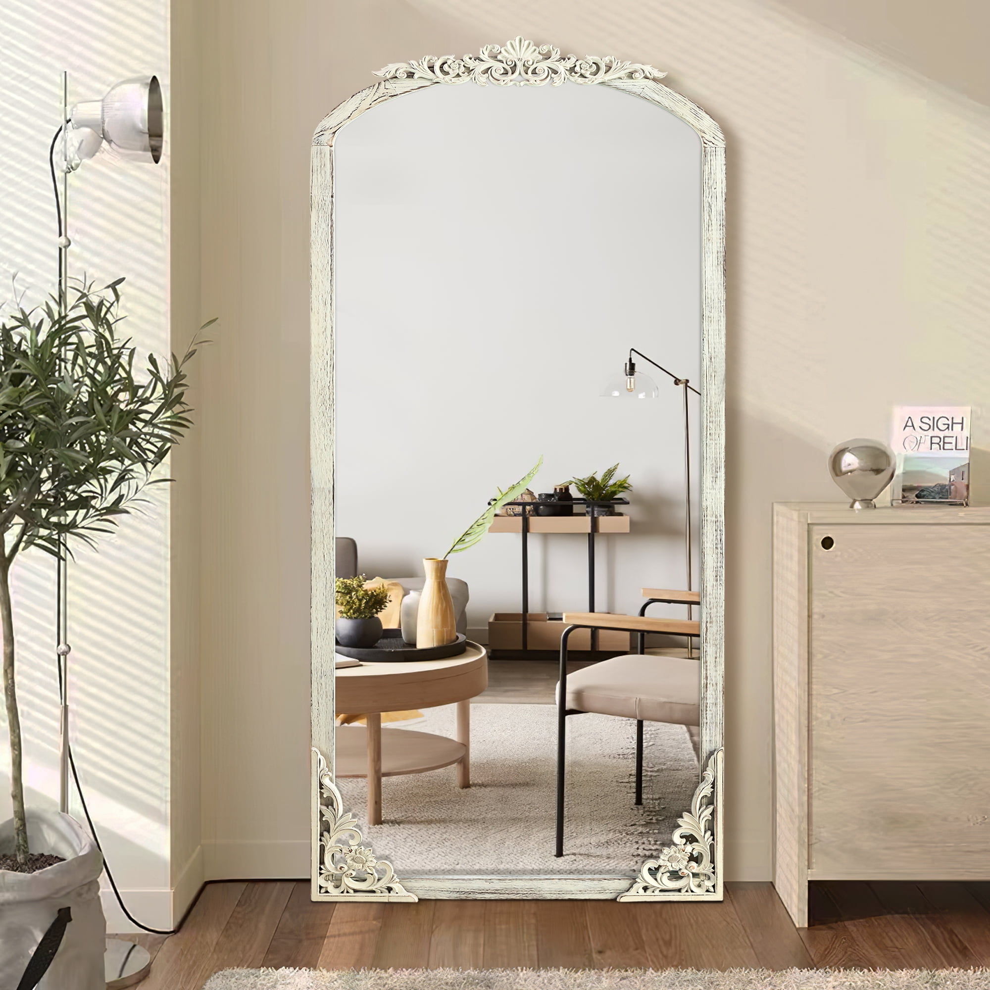 Neutypechic Wooden Arch Mirror Full Length Mirror Vintage Decorative