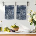 thumbnail image 2 of Boho Blue Kitchen Towels Set of 2, Vintage Ethnic Modern Geometric Abstract Soft Microfiber Dish Towels, Absorbent Quick-Dry Washable Dishcloths for Kitchen Cleaning, Drying Dishes, 18x28 Inches, 2 of 9