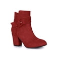 thumbnail image 1 of Unique Bargains Bottes à Talon Épais à Bout Rond à Fermeture Éclair pour Femme Bottillons à la Cheville Rouges 9, 1 of 8