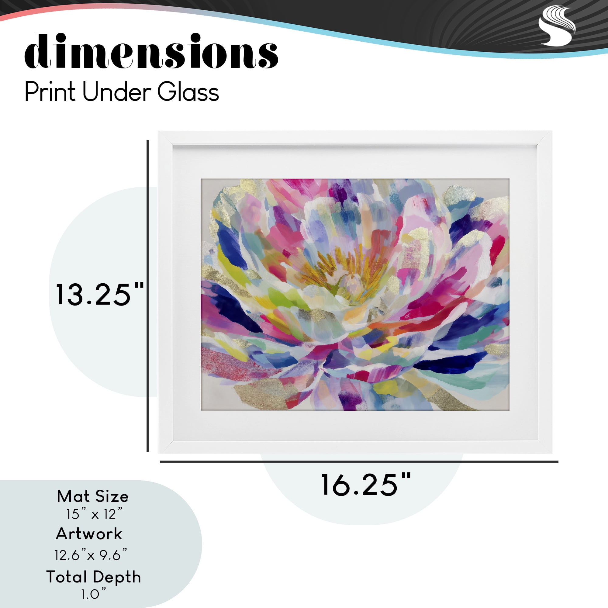 Stupell Industries Dahlia in Pink & Blue White Framed Print Under Glass, design by Chromatic Storm Studio